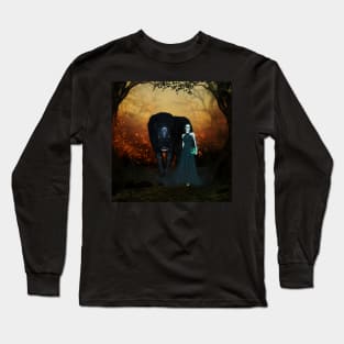 Awesome wolf with fairy in the dark night Long Sleeve T-Shirt